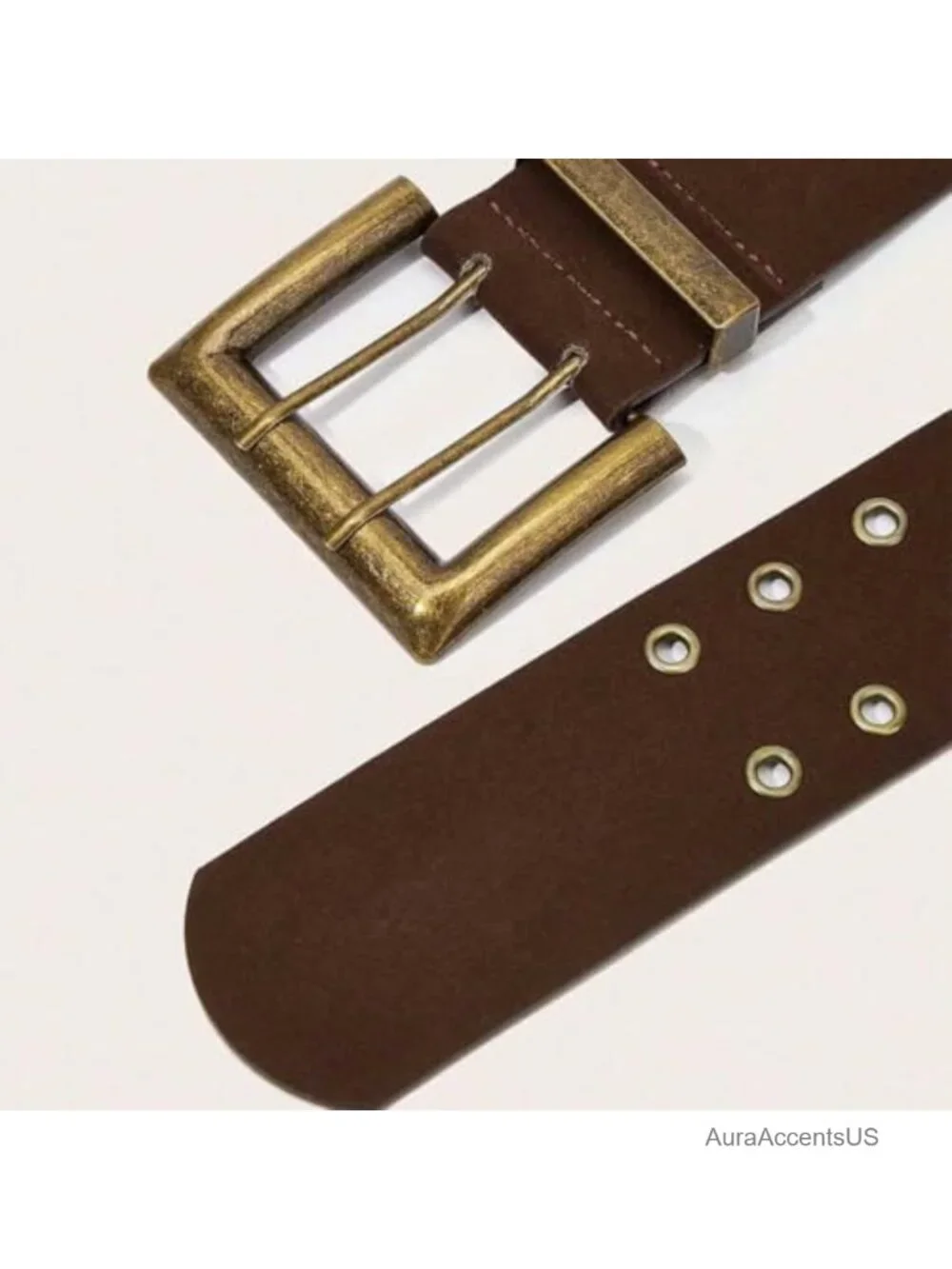 Vintage Wide Leather Waist Belt with Metal Buckle for Dresses
